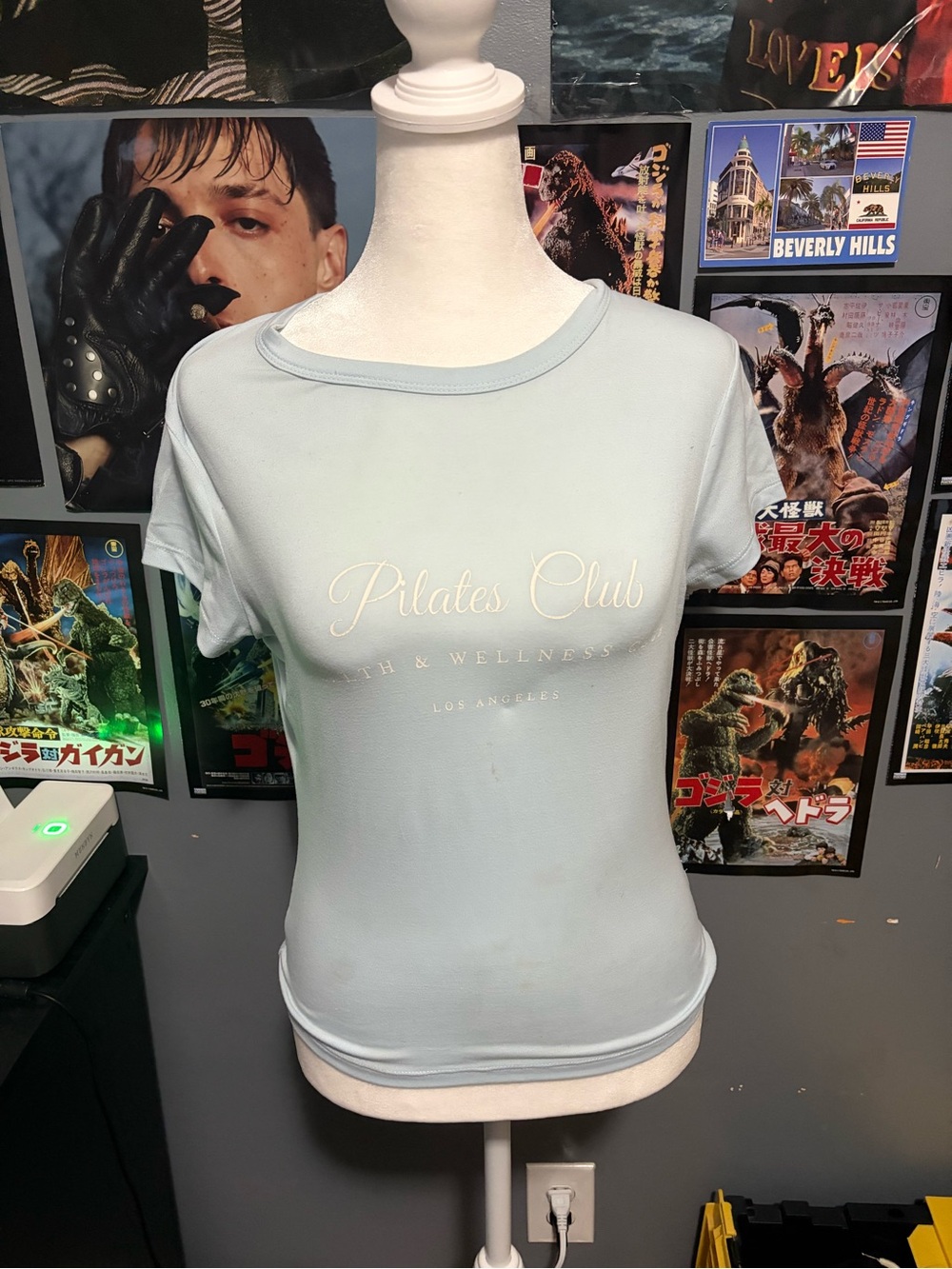 Charlotte Russe Light Blue 'Pilates Club' Short Sleeve Tee